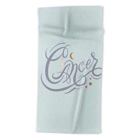 Nelvis Valenzuela Cancer Zodiac Script lettering Beach Towel