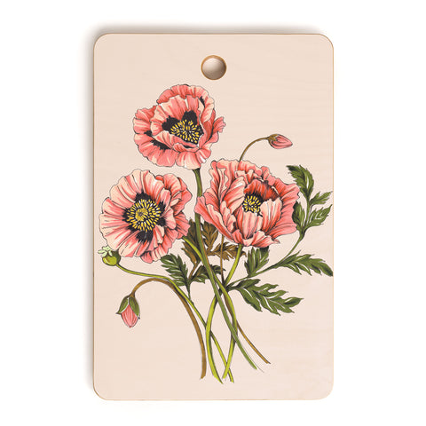 Nelvis Valenzuela Pink Shirley Poppies Cutting Board Rectangle