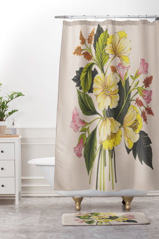 Nelvis Valenzuela Yellow Flower bunch Shower Curtain And Mat