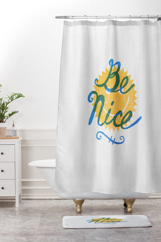 Nick Nelson Be Nice Shower Curtain And Mat