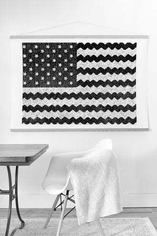Nick Nelson Black and White Zig Zag Flag Art Print And Hanger