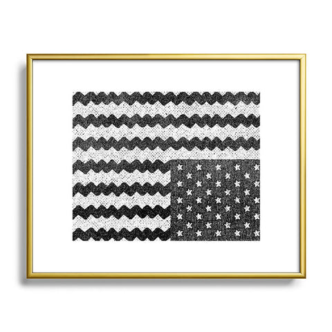 Nick Nelson Black and White Zig Zag Flag Metal Framed Art Print