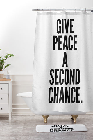 Nick Nelson Give Peace A Second Chance Shower Curtain And Mat