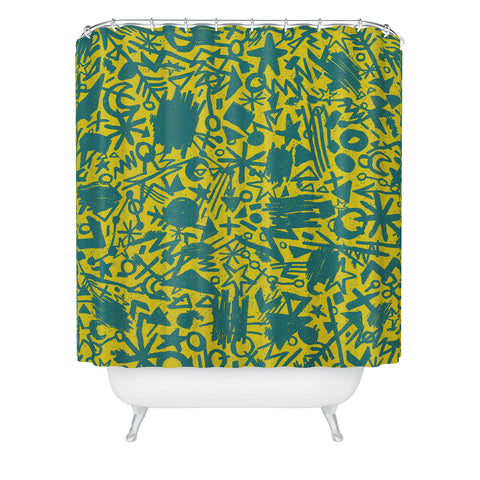 Nick Nelson Gold Synapses Shower Curtain