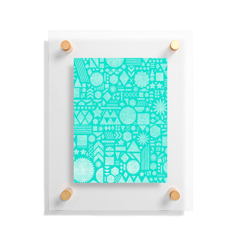 Nick Nelson Modern Elements In Turquoise Floating Acrylic Print