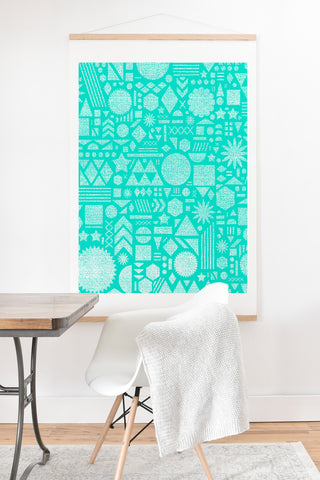 Nick Nelson Modern Elements In Turquoise Art Print And Hanger