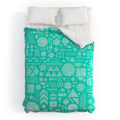 Nick Nelson Modern Elements In Turquoise Comforter