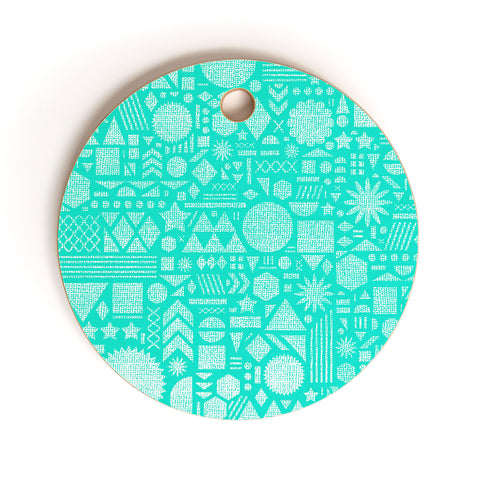 Nick Nelson Modern Elements In Turquoise Cutting Board Round