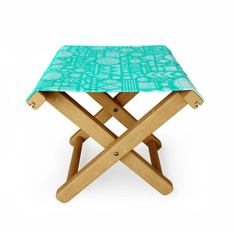 Nick Nelson Modern Elements In Turquoise Folding Stool