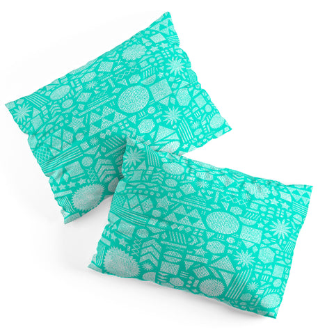Nick Nelson Modern Elements In Turquoise Pillow Shams