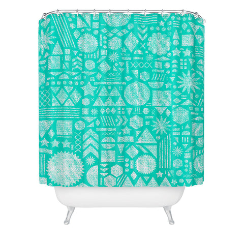 Nick Nelson Modern Elements In Turquoise Shower Curtain