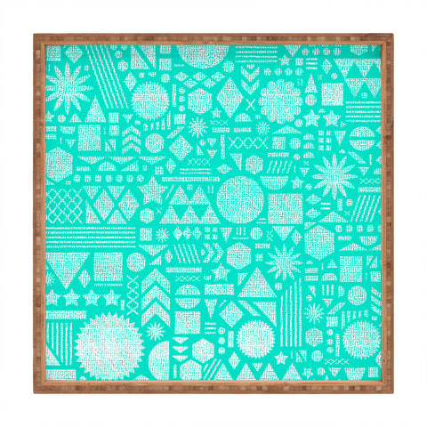Nick Nelson Modern Elements In Turquoise Square Tray