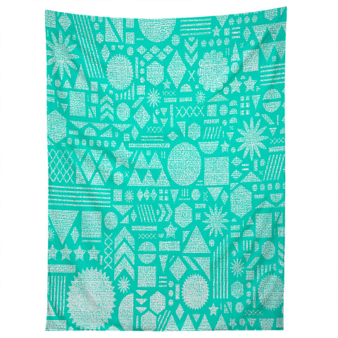 Nick Nelson Modern Elements In Turquoise Tapestry