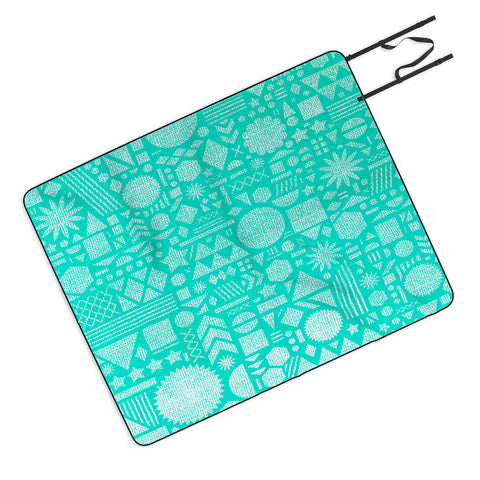 Nick Nelson Modern Elements In Turquoise Picnic Blanket