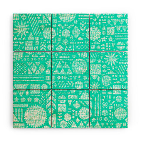 Nick Nelson Modern Elements In Turquoise Wood Wall Mural