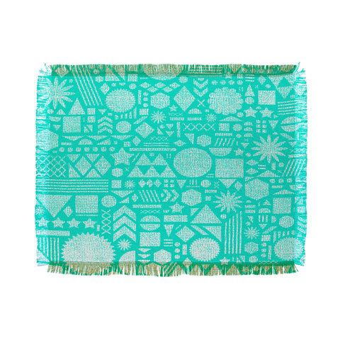 Nick Nelson Modern Elements In Turquoise Throw Blanket