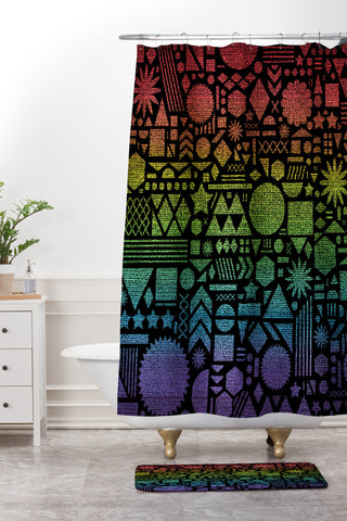 Nick Nelson Modern Elements With Spectrum Shower Curtain And Mat