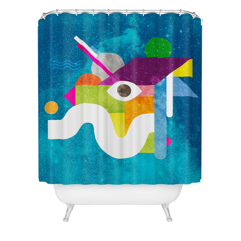 Nick Nelson Space Face Blue Shower Curtain