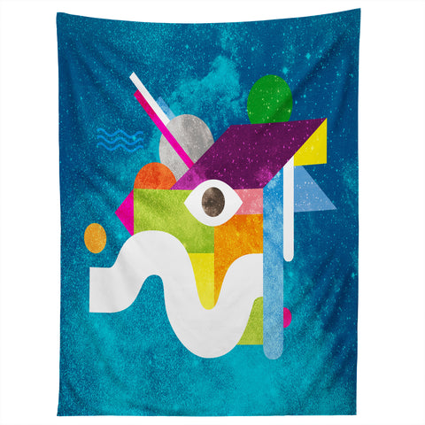 Nick Nelson Space Face Blue Tapestry