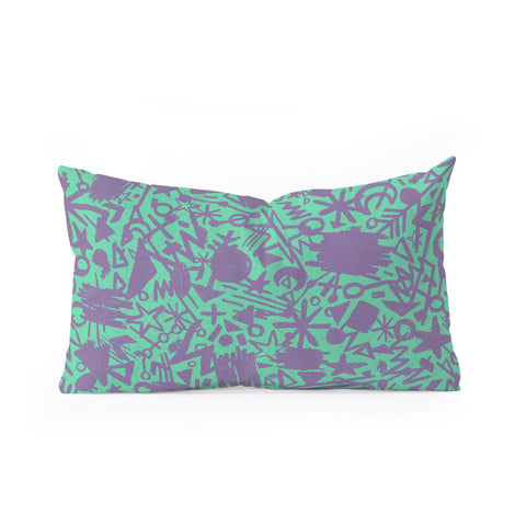 Nick Nelson Turquoise Synapses Oblong Throw Pillow