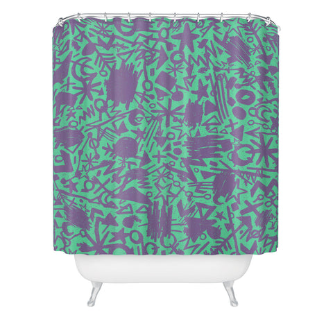 Nick Nelson Turquoise Synapses Shower Curtain