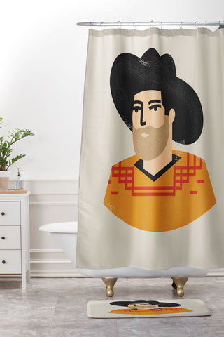 Nick Quintero Abstract Cowboy Shower Curtain And Mat