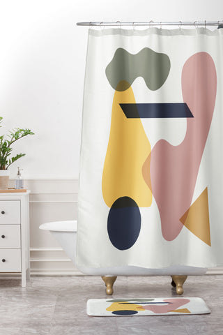 Nick Quintero Abstract Summer Shapes Shower Curtain And Mat
