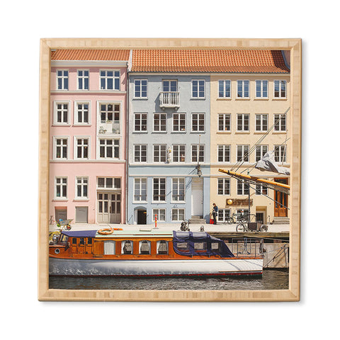 Ninasclicks Copenhagen Pastel Nyhavn houses and boat Framed Wall Art