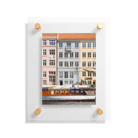 Ninasclicks Copenhagen Pastel Nyhavn houses and boat Floating Acrylic Print
