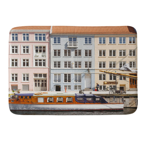 Ninasclicks Copenhagen Pastel Nyhavn houses and boat Memory Foam Bath Mat