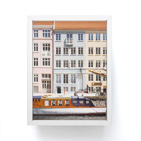 Ninasclicks Copenhagen Pastel Nyhavn houses and boat Framed Mini Art Print