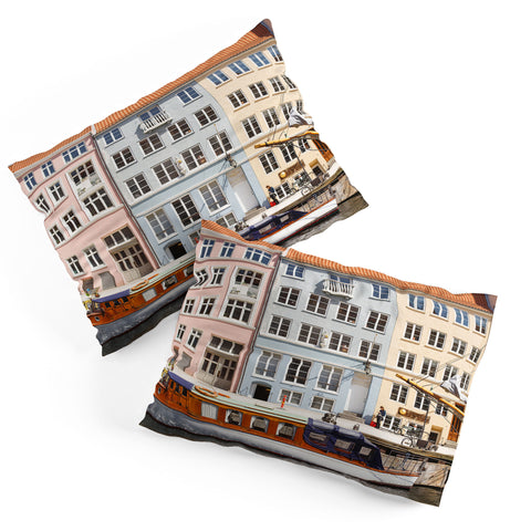 Ninasclicks Copenhagen Pastel Nyhavn houses and boat Pillow Shams