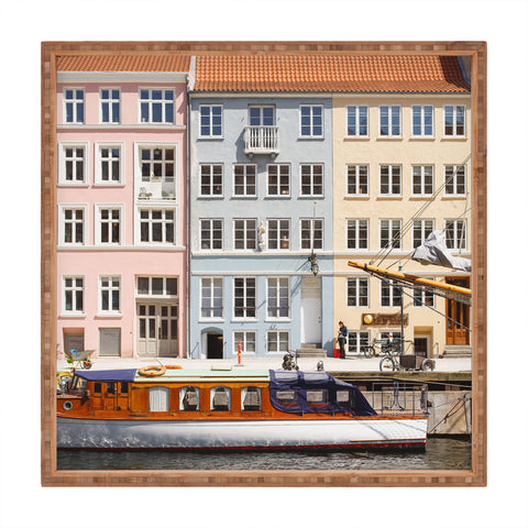 Ninasclicks Copenhagen Pastel Nyhavn houses and boat Square Tray
