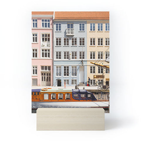 Ninasclicks Copenhagen Pastel Nyhavn houses and boat Mini Art Print