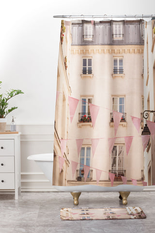 Ninasclicks Pink Paris Paris travel photography Shower Curtain And Mat