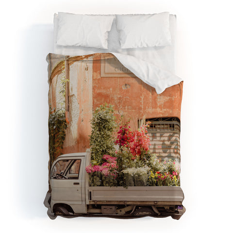 Ninasclicks Rome cute van with lots of flowers Duvet Cover