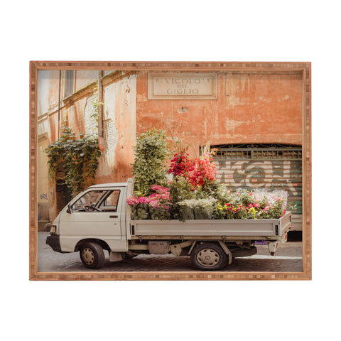 Ninasclicks Rome cute van with lots of flowers Rectangular Tray