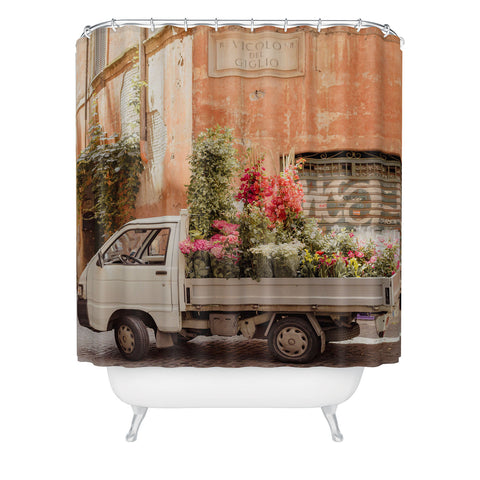 Ninasclicks Rome cute van with lots of flowers Shower Curtain