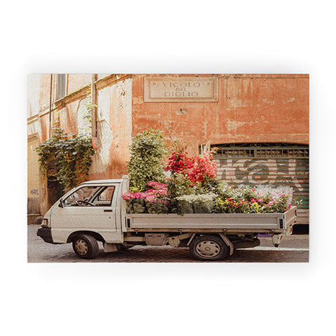 Ninasclicks Rome cute van with lots of flowers Welcome Mat