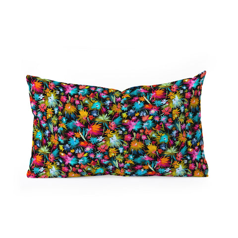 Ninola Design Abstract Flowers Neon Jungle Oblong Throw Pillow