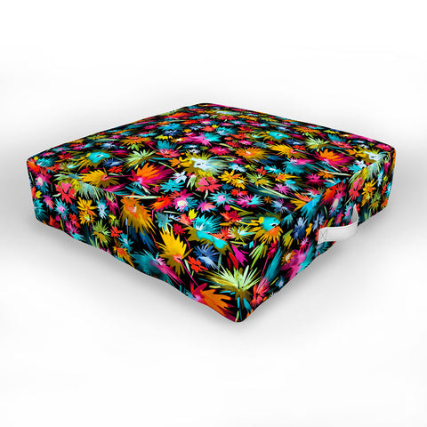 Ninola Design Abstract Flowers Neon Jungle Outdoor Floor Cushion