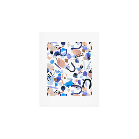 Ninola Design Abstract geo shapes Blue Art Print
