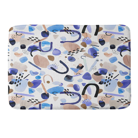 Ninola Design Abstract geo shapes Blue Memory Foam Bath Mat