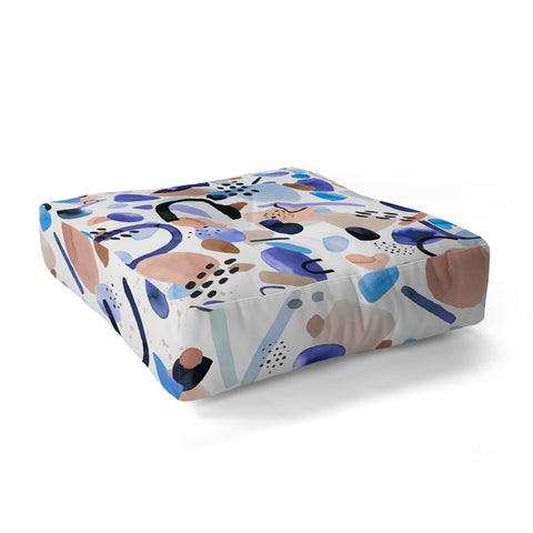 Ninola Design Abstract geo shapes Blue Floor Pillow Square