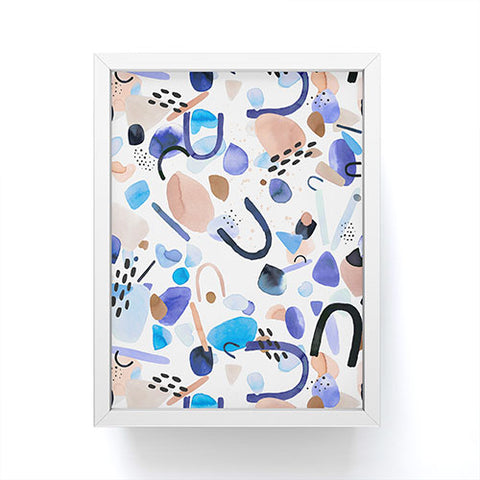 Ninola Design Abstract geo shapes Blue Framed Mini Art Print