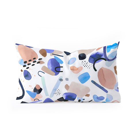 Ninola Design Abstract geo shapes Blue Oblong Throw Pillow