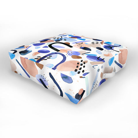 Ninola Design Abstract geo shapes Blue Outdoor Floor Cushion