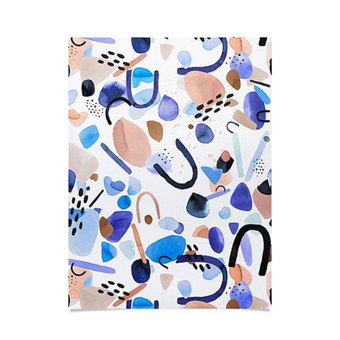 Ninola Design Abstract geo shapes Blue Poster