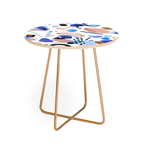 Ninola Design Abstract geo shapes Blue Round Side Table