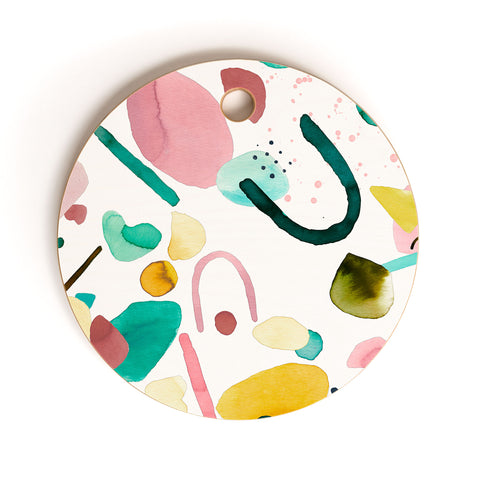 Ninola Design Abstract geo shapes Green Cutting Board Round